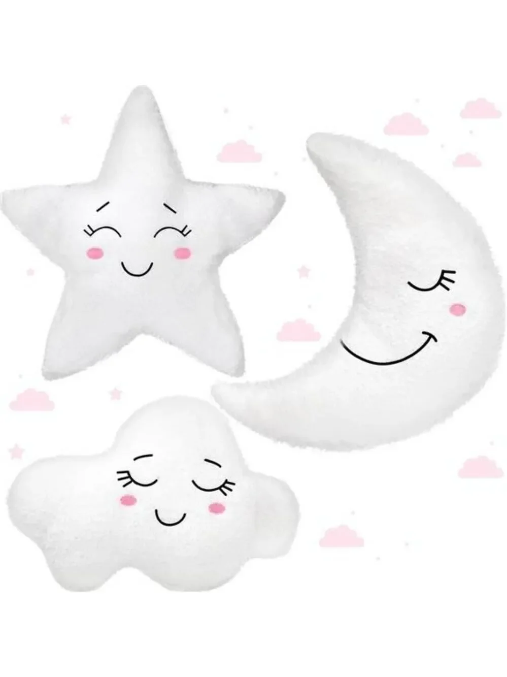 Moon Star Cloud Plush Pillow Set Soft Stuffed Cushion Nursery Kids Room Decor Gi